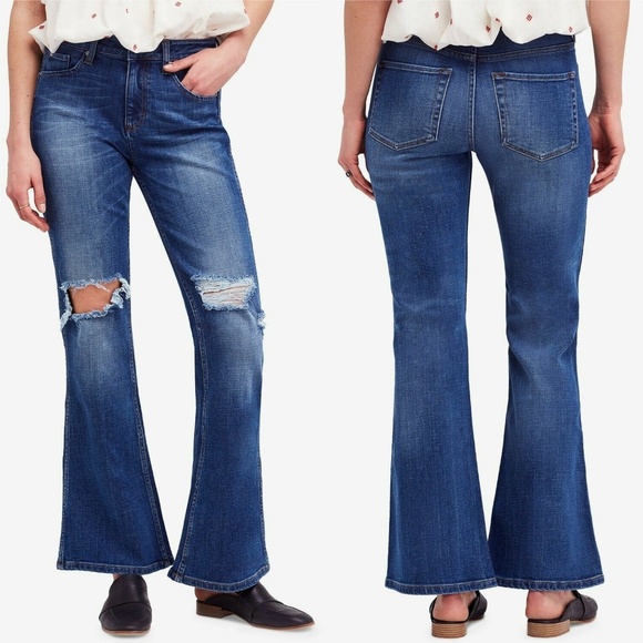 Free People Jeans Authentic Flare Destroyed Jeans - Picture 1 of 8